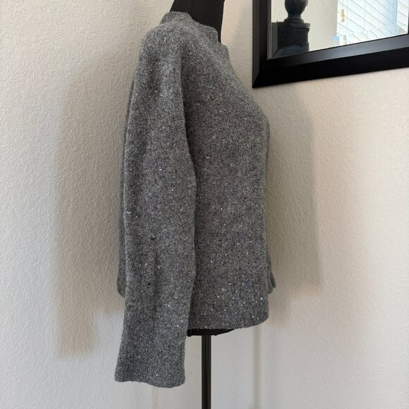 EVERLANE Confetti Crew Charcoal Gray Merino Wool Sweater Medium - Picture 6 of 15